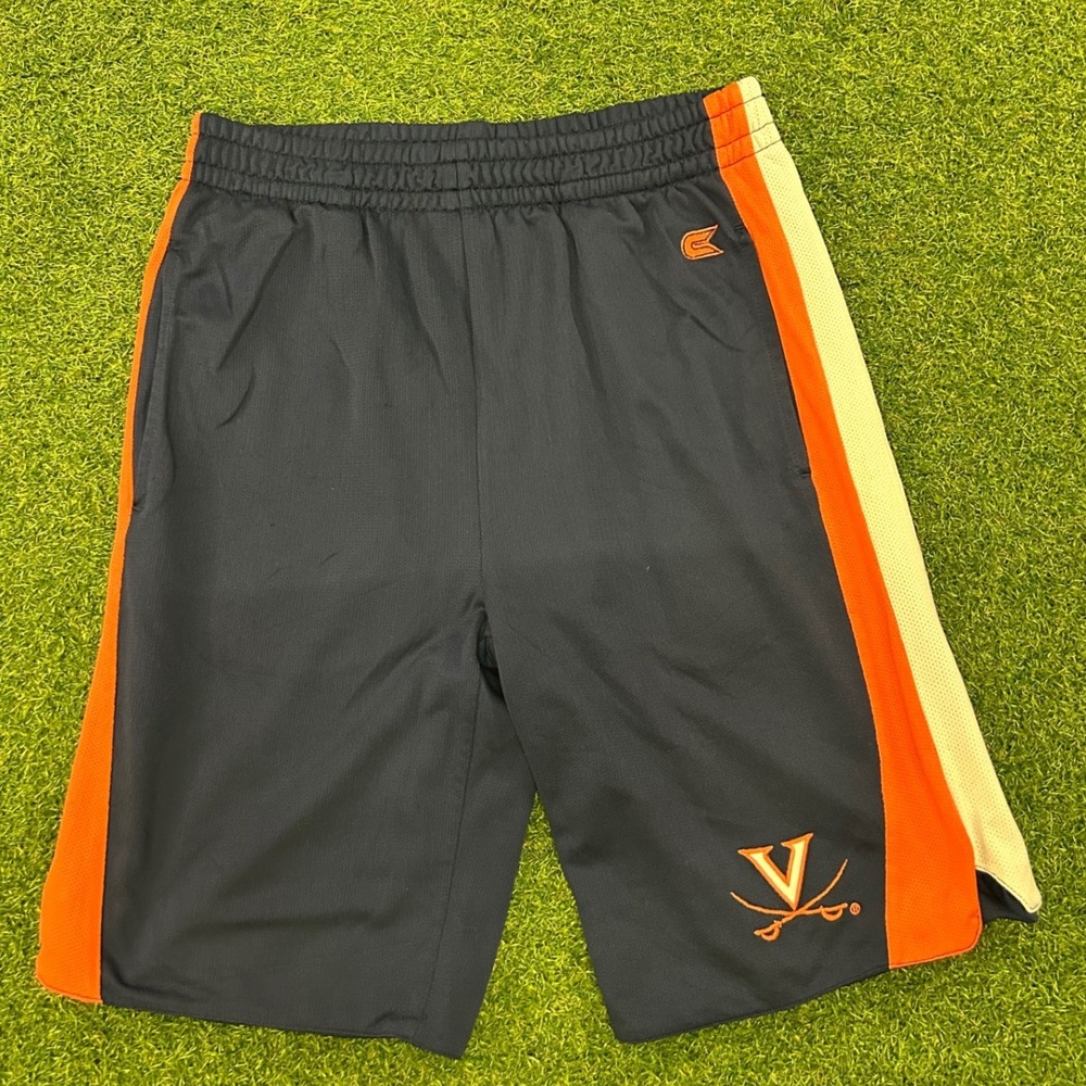 Colosseum Virginia Cavaliers UVA Men Small Navy Blue Orange Mesh Athletic Shorts